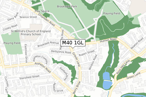 M40 1GL map - large scale - OS Open Zoomstack (Ordnance Survey)