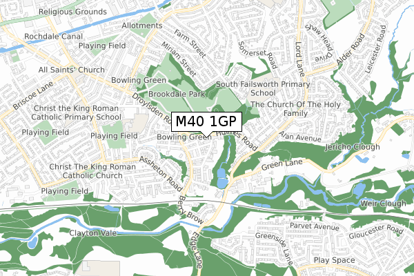 M40 1GP map - small scale - OS Open Zoomstack (Ordnance Survey)