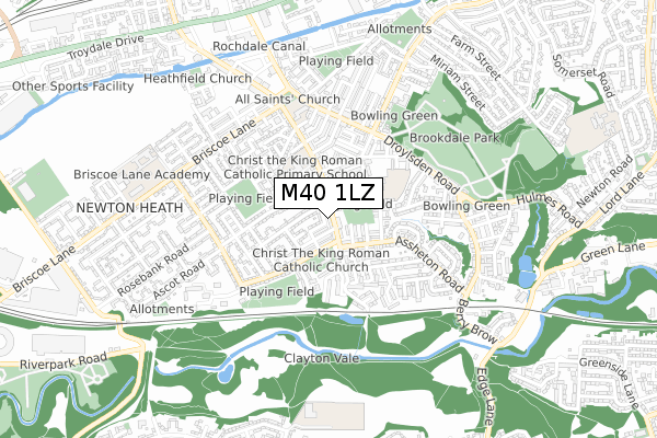 M40 1LZ map - small scale - OS Open Zoomstack (Ordnance Survey)