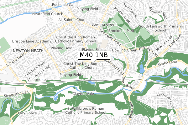 M40 1NB map - small scale - OS Open Zoomstack (Ordnance Survey)