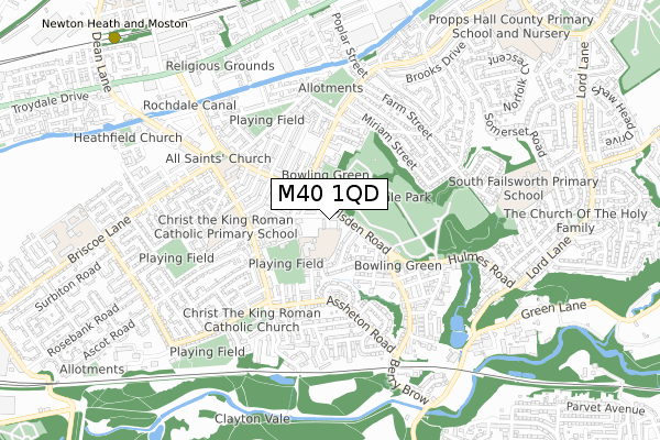 M40 1QD map - small scale - OS Open Zoomstack (Ordnance Survey)