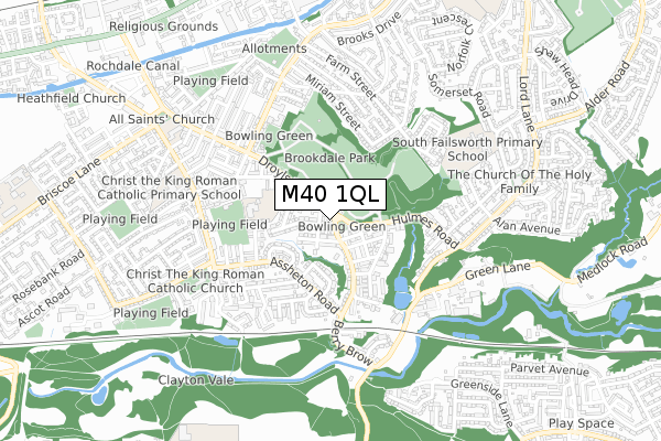 M40 1QL map - small scale - OS Open Zoomstack (Ordnance Survey)