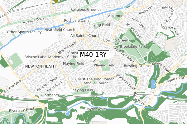 M40 1RY map - small scale - OS Open Zoomstack (Ordnance Survey)