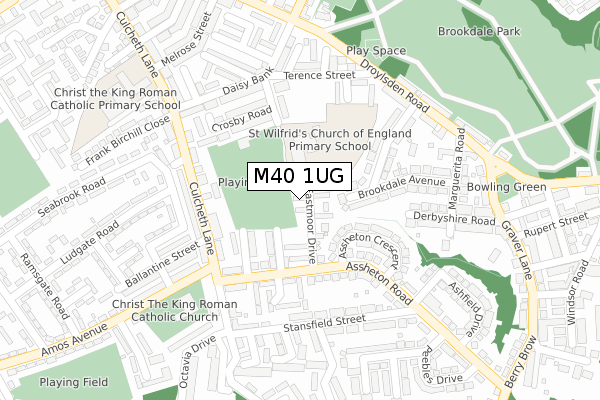 M40 1UG map - large scale - OS Open Zoomstack (Ordnance Survey)