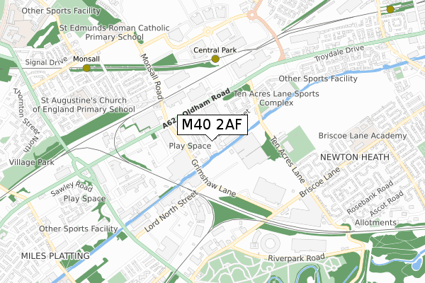 M40 2AF map - small scale - OS Open Zoomstack (Ordnance Survey)