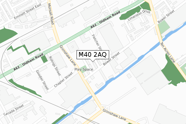M40 2AQ map - large scale - OS Open Zoomstack (Ordnance Survey)