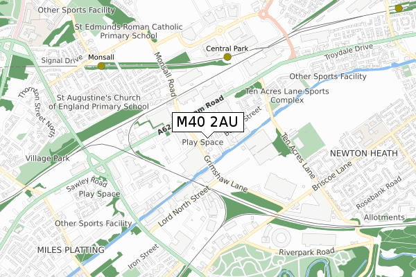 M40 2AU map - small scale - OS Open Zoomstack (Ordnance Survey)