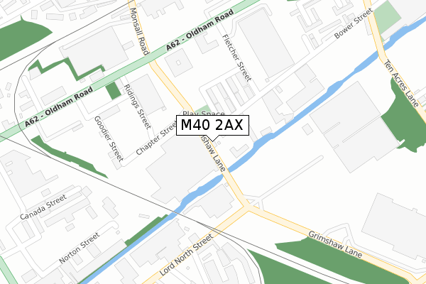 M40 2AX map - large scale - OS Open Zoomstack (Ordnance Survey)