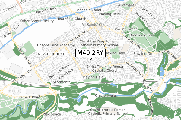 M40 2RY map - small scale - OS Open Zoomstack (Ordnance Survey)