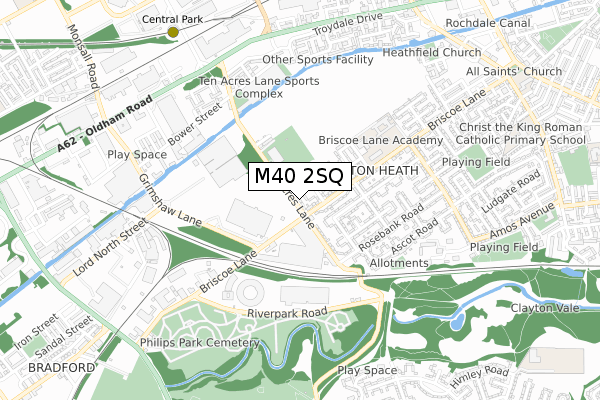 M40 2SQ map - small scale - OS Open Zoomstack (Ordnance Survey)