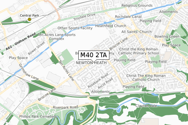 M40 2TA map - small scale - OS Open Zoomstack (Ordnance Survey)