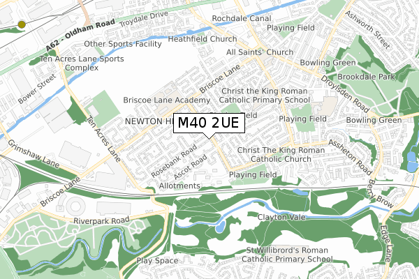 M40 2UE map - small scale - OS Open Zoomstack (Ordnance Survey)