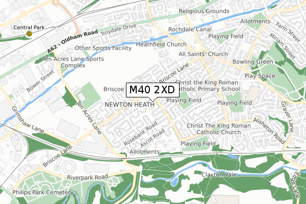 M40 2XD map - small scale - OS Open Zoomstack (Ordnance Survey)
