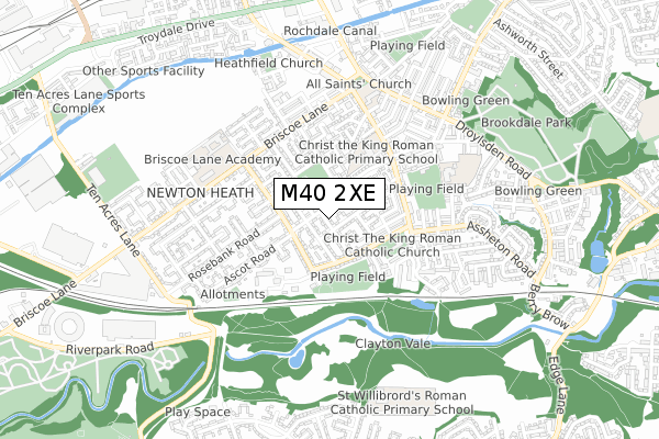 M40 2XE map - small scale - OS Open Zoomstack (Ordnance Survey)