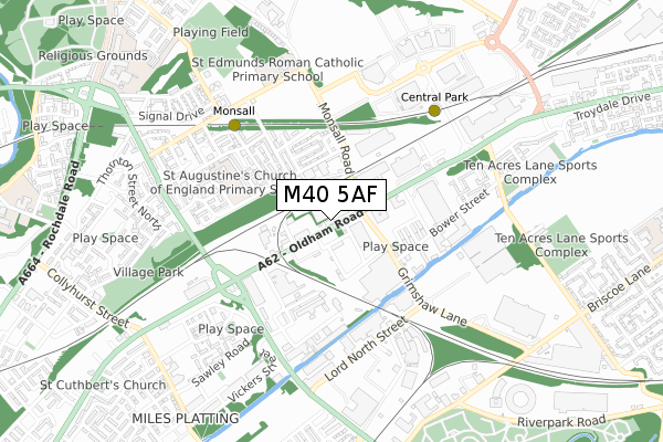 M40 5AF map - small scale - OS Open Zoomstack (Ordnance Survey)