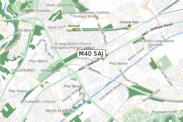 M40 5AJ map - small scale - OS Open Zoomstack (Ordnance Survey)