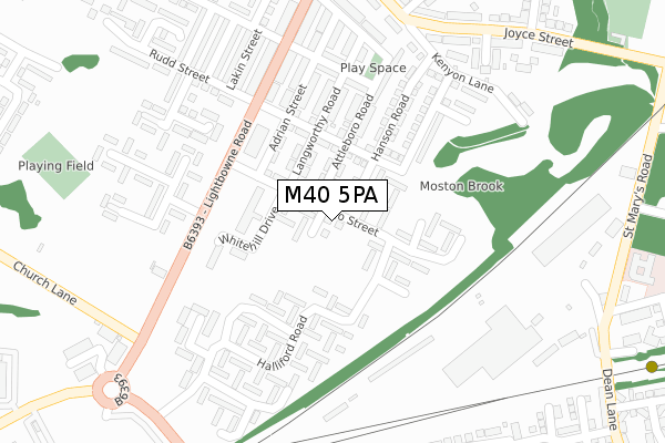 M40 5PA map - large scale - OS Open Zoomstack (Ordnance Survey)