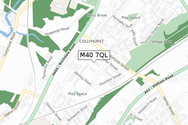 M40 7QL map - large scale - OS Open Zoomstack (Ordnance Survey)