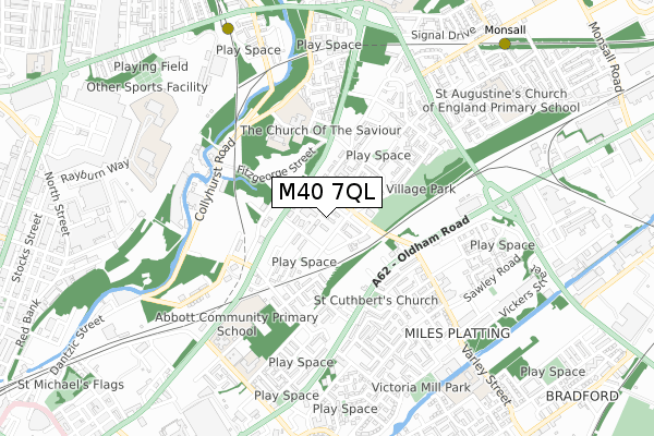 M40 7QL map - small scale - OS Open Zoomstack (Ordnance Survey)