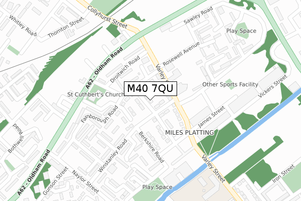 M40 7QU map - large scale - OS Open Zoomstack (Ordnance Survey)