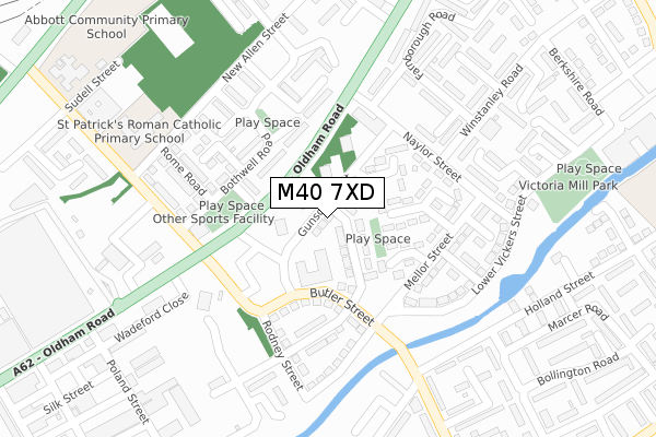 M40 7XD map - large scale - OS Open Zoomstack (Ordnance Survey)