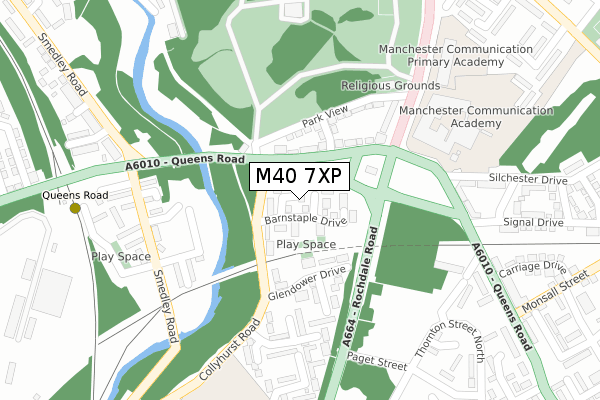 M40 7XP map - large scale - OS Open Zoomstack (Ordnance Survey)