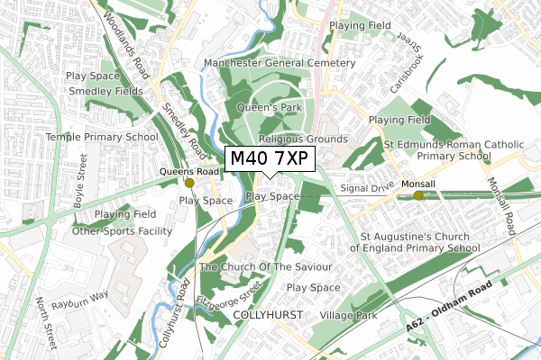 M40 7XP map - small scale - OS Open Zoomstack (Ordnance Survey)