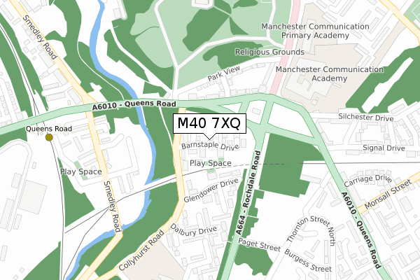 M40 7XQ map - large scale - OS Open Zoomstack (Ordnance Survey)