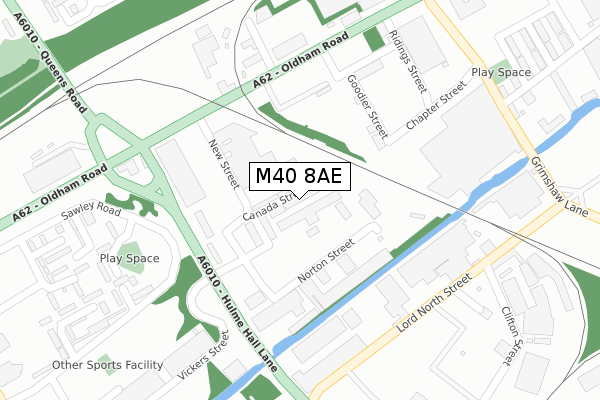 M40 8AE map - large scale - OS Open Zoomstack (Ordnance Survey)