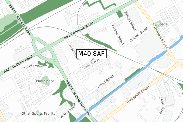 M40 8AF map - large scale - OS Open Zoomstack (Ordnance Survey)