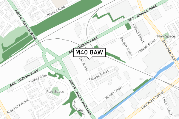 M40 8AW map - large scale - OS Open Zoomstack (Ordnance Survey)