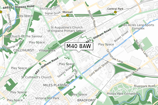 M40 8AW map - small scale - OS Open Zoomstack (Ordnance Survey)
