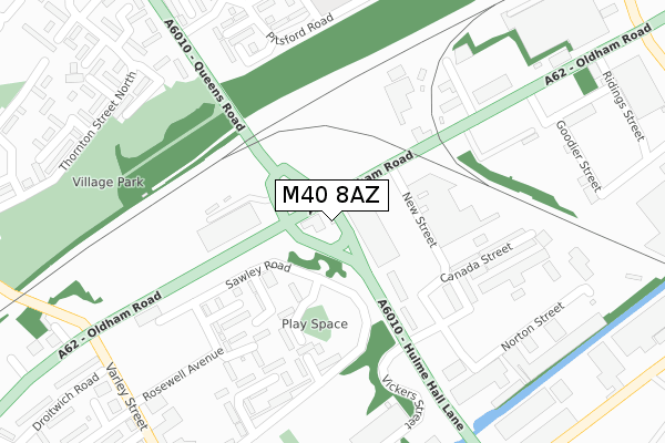 M40 8AZ map - large scale - OS Open Zoomstack (Ordnance Survey)