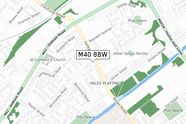 M40 8BW map - large scale - OS Open Zoomstack (Ordnance Survey)