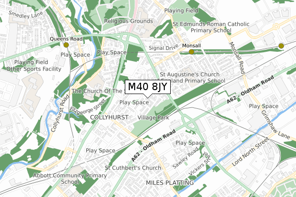 M40 8JY map - small scale - OS Open Zoomstack (Ordnance Survey)