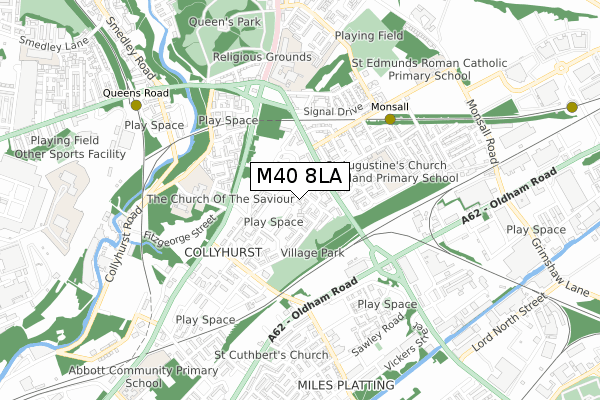 M40 8LA map - small scale - OS Open Zoomstack (Ordnance Survey)