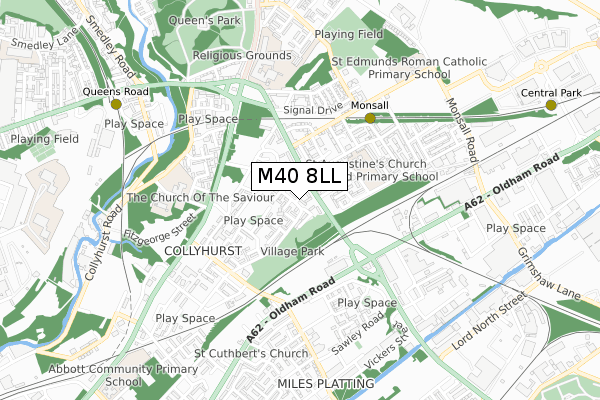 M40 8LL map - small scale - OS Open Zoomstack (Ordnance Survey)