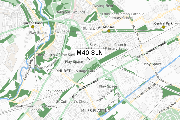 M40 8LN map - small scale - OS Open Zoomstack (Ordnance Survey)