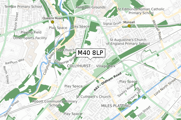 M40 8LP map - small scale - OS Open Zoomstack (Ordnance Survey)