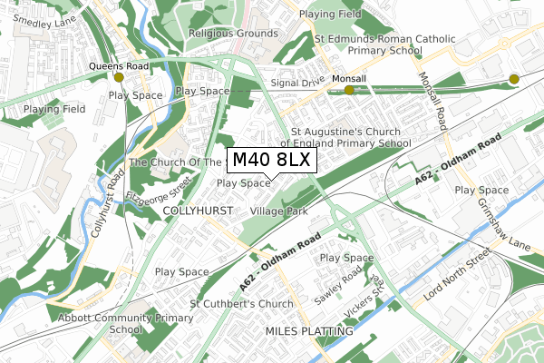 M40 8LX map - small scale - OS Open Zoomstack (Ordnance Survey)