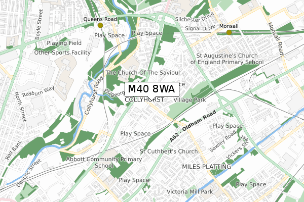 M40 8WA map - small scale - OS Open Zoomstack (Ordnance Survey)