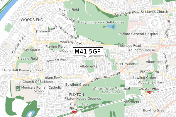 M41 5GP map - small scale - OS Open Zoomstack (Ordnance Survey)