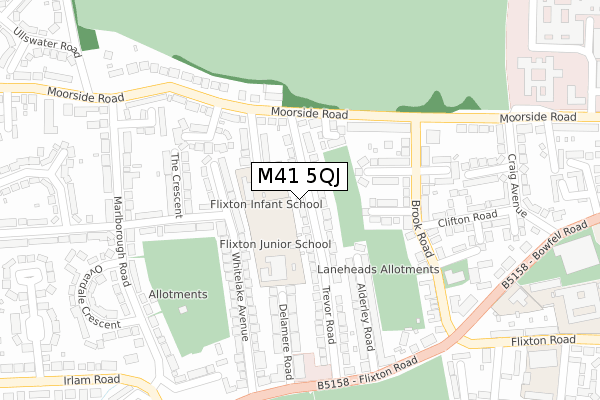 M41 5QJ map - large scale - OS Open Zoomstack (Ordnance Survey)