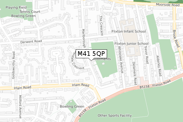 M41 5QP map - large scale - OS Open Zoomstack (Ordnance Survey)