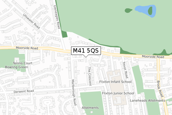 M41 5QS map - large scale - OS Open Zoomstack (Ordnance Survey)