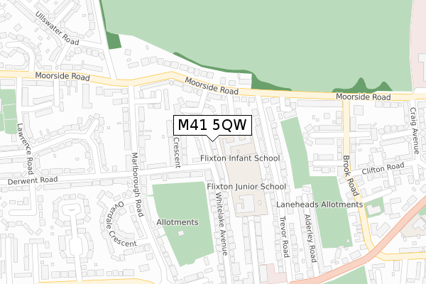 M41 5QW map - large scale - OS Open Zoomstack (Ordnance Survey)