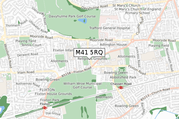 M41 5RQ map - small scale - OS Open Zoomstack (Ordnance Survey)