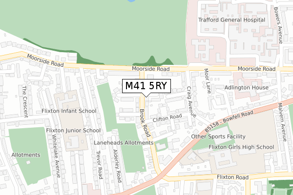 M41 5RY map - large scale - OS Open Zoomstack (Ordnance Survey)