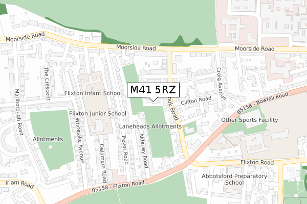 M41 5RZ map - large scale - OS Open Zoomstack (Ordnance Survey)