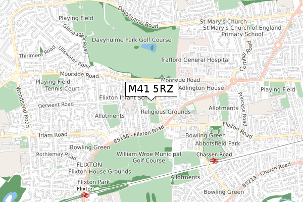 M41 5RZ map - small scale - OS Open Zoomstack (Ordnance Survey)